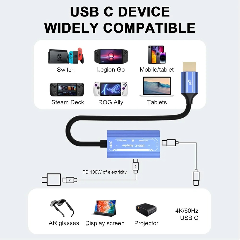HDMI 호환 USB-C 비디오 어댑터 4K@60Hz  - Hdmi Adapter Tablet 리뷰 및 가격